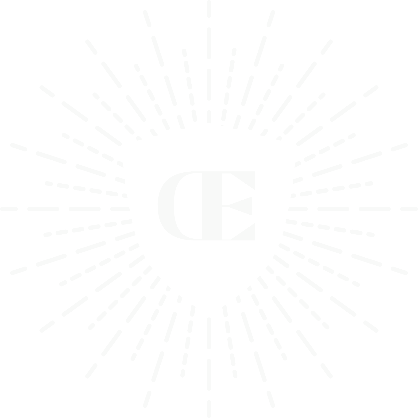 Dark green shield emblem with stylized overlapping letters C and E with radiating dashed lines forming a starburst pattern.